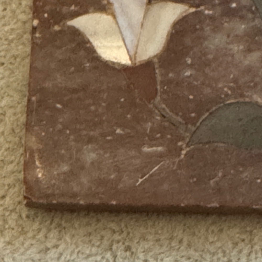 Vintage! Soapstone/Marble Trinket Box with Floral Inlay - Picture 10 of 15
